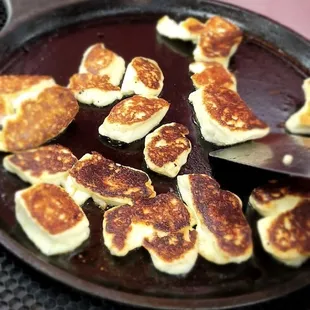 Pan fried cheese curds