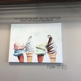 three ice cream cones