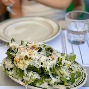 Shaved Zucchini, Arugula, Fennel, Hazelnut, Meyer Lemon Vinaigrette, Pepato (added parmesan)