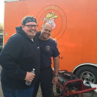 Jon Jon and our generator savior Murphy at our grand opening!!