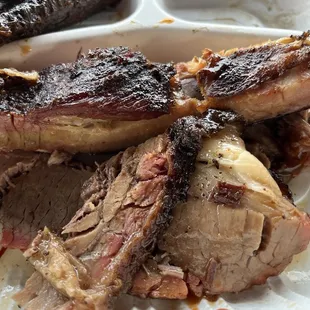 Pork ribs and beef brisket