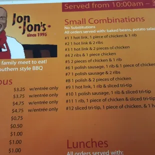menu