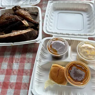 Dinner 2 chicken 2 ribs 2 brisket