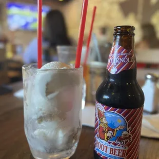 a cold beer and ice cream