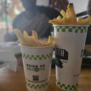 Small Fry (left) /Medium Fry (right)   TEXAS STYLE PORTIONS HERE