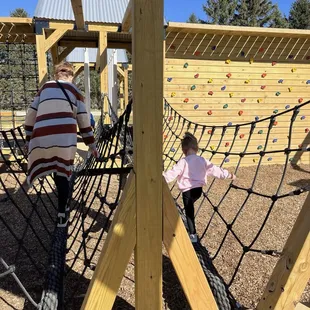 Playground equipment, big with lots of options to climb!