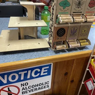 Chapstick inside, they do not serve alcohol