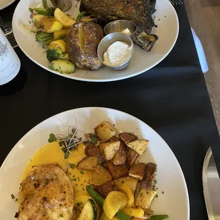 Ribeye special and seafood stuffed walleye