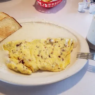 Excellent tasting bacon and cheese omelet!