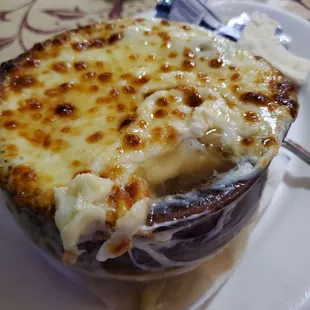 French onion soup with extra cheese