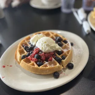 Berries and cream waffle