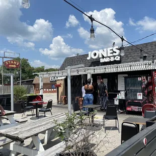 Outside of Jones Bar B-Q, dining area.