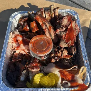 Sampler platter (minus the giant side of fries)