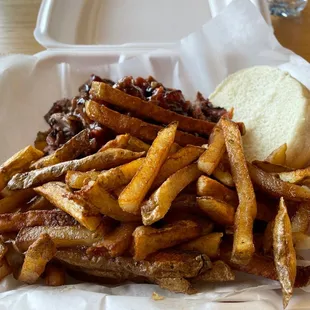 Chopped Brisket Special sandwich meal.