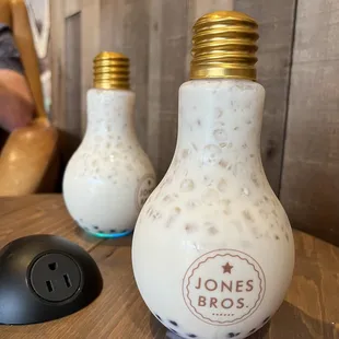 a lightbulb and an egg yogurt