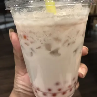The Buddha with strawberry bursting boba