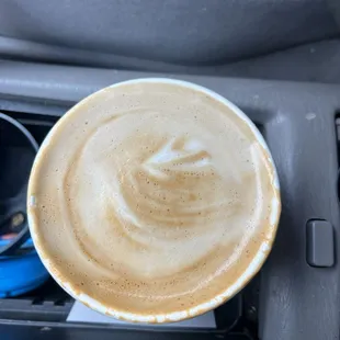 My to-go Vanilla Cappuccino, uncovered.
