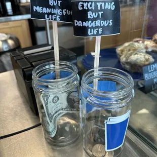 Even the tip jars are entertaining!