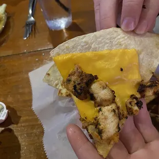 Chicken quesadilla with Kraft single. Really??