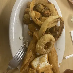 Couldn't Wait- Baby Flounder Filet with Onion Rings and Okra