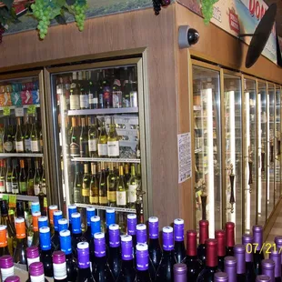 a display of bottles of wine
