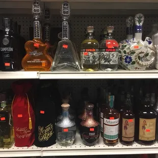 bottles of liquor on a shelf