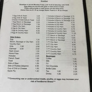 menu