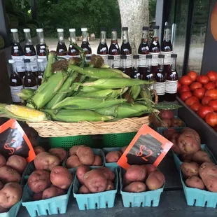 a display of produce at a farmer's market