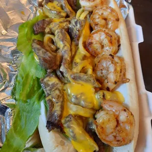 Shrimp Steak N Cheese made with REAL Steak!