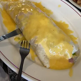Breakfast burrito with cheese