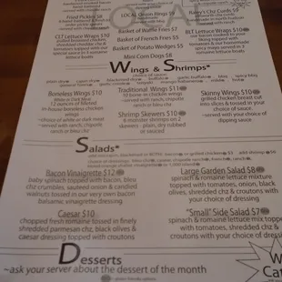Front of the menu.
