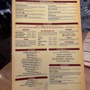 sushi and sashimi, menu