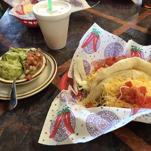two tacos and a drink