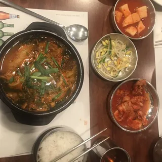 38. Korean Sausage Casserole w/Spam, Bacon, Vegetables, Ramen, etc... (