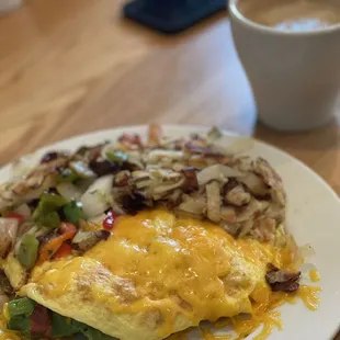 Bacon, Avocado &amp; Cheddar omelette