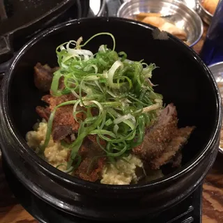 Pork Cutlet over Rice with Scrambled Egg Lunch