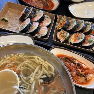Anchovy Noodle Soup, Chicken Noodle Soup, Original Kimbap, Jalepeno Kimbap