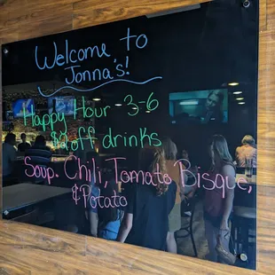 a chalkboard with a menu on it