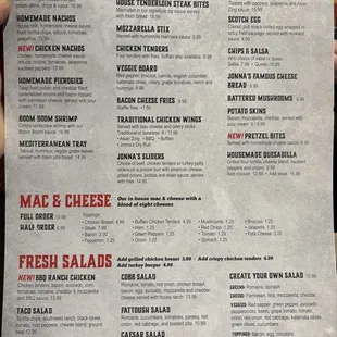 Updated Menu