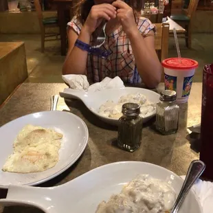 Biscuits and gravy add eggs!