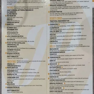 Menu at Jonny Cakes Café