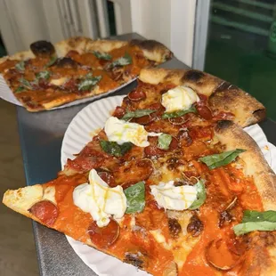Vodka Pepperoni and Pepperoni with Burrata