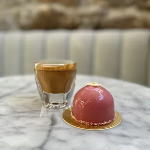 The perfect pair; a Honey Pear pastry and a cortado.