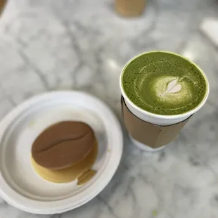 Matcha Rose Latte and Coffee Bean