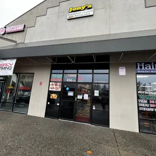 Exterior. Jony&apos;s located in the middle of a little strip mall where there is a 7-Eleven and a Salal Credit Union