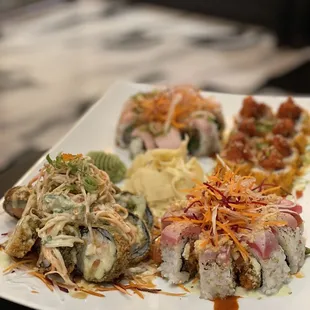 Specialty rolls: big trouble in little China, hot Jony, Mr. Miyagi and I can&apos;t remember the last one!