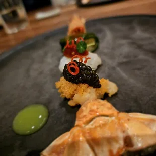 Langoustine- 3 Ways. Just alright. Liked the meyong/pollock roe the pollack along with the spicy version the most