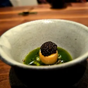 Deul Gi Reum- Spotted shrimp, geoduck, and house made perilla oil. Very fragrant nice perilla with good sweetness from the geoduck