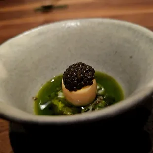 Deul Gi Reum- Spotted shrimp, geoduck, and house made perilla oil. Very fragrant nice perilla with good sweetness from the geoduck