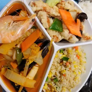 jjampong, tangsooyuk, fried rice